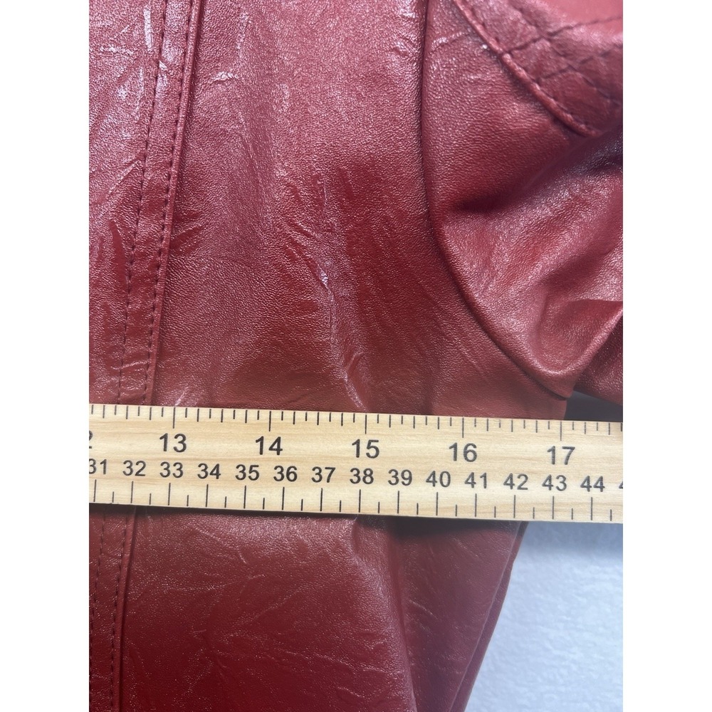 Downtown Coalition Apparell Faux Learher Moto Jacket Womens Small  Cropped Zip - Picture 10 of 10